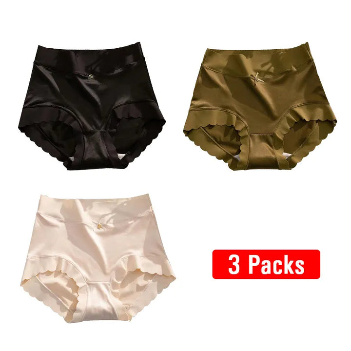 Pay1 Get 3(3packs) Premium Satin Antibacterial Ice Silk Moisture-absorbing Panties