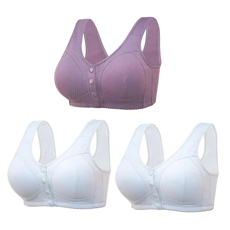 🎉BUY 1 GET 3 (3PACKS) COMFORTABLE FRONT-CLOSURE WIRELESS PLUS SIZE BUTTON BRA