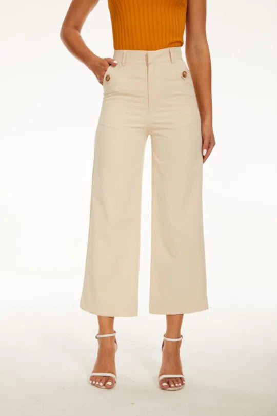 Stretch Twill Cropped Wide Leg Pants