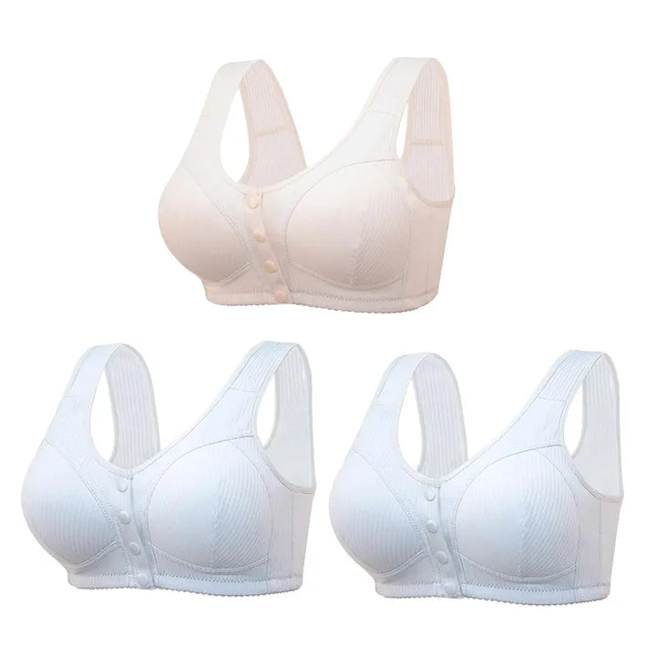 🎉BUY 1 GET 3 (3PACKS) COMFORTABLE FRONT-CLOSURE WIRELESS PLUS SIZE BUTTON BRA