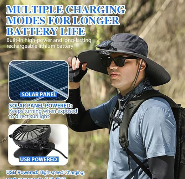 🏆 50K+ SOLD! ⚡2025 New Ultralight Solar Fan Sun Hat – Lighter Than a Baseball!⚾(Only 11oz)
