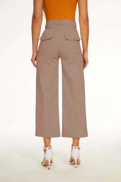 Stretch Twill Cropped Wide Leg Pants