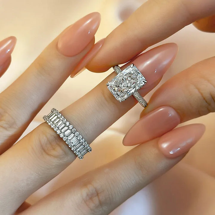 Elongated Radiant Cut Wedding Set (Buy 1 Get 1 Free)