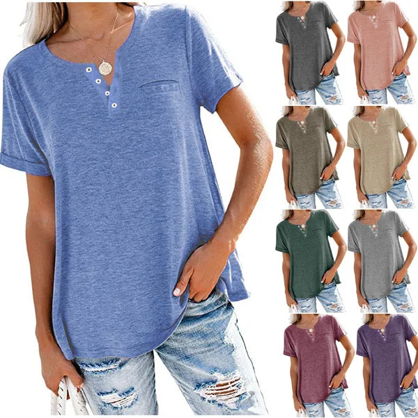 🔥🔥Fashion Solid Color Pocket Short Sleeve T-Shirt (Buy 3 Free Shipping)