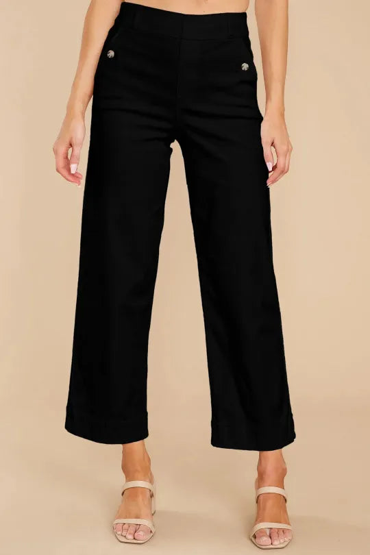 Stretch Twill Cropped Wide Leg Pants