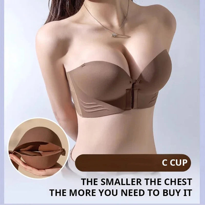 Women's Non-Slip Front Closure Strapless Bra