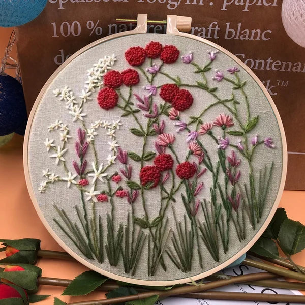 Last Day 49% OFF - Perfect Gift - Embroidery Hoop Flower Kit for Beginner