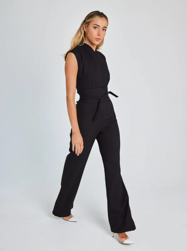 Womens Sleeveless Wide-Leg Jumpsuit