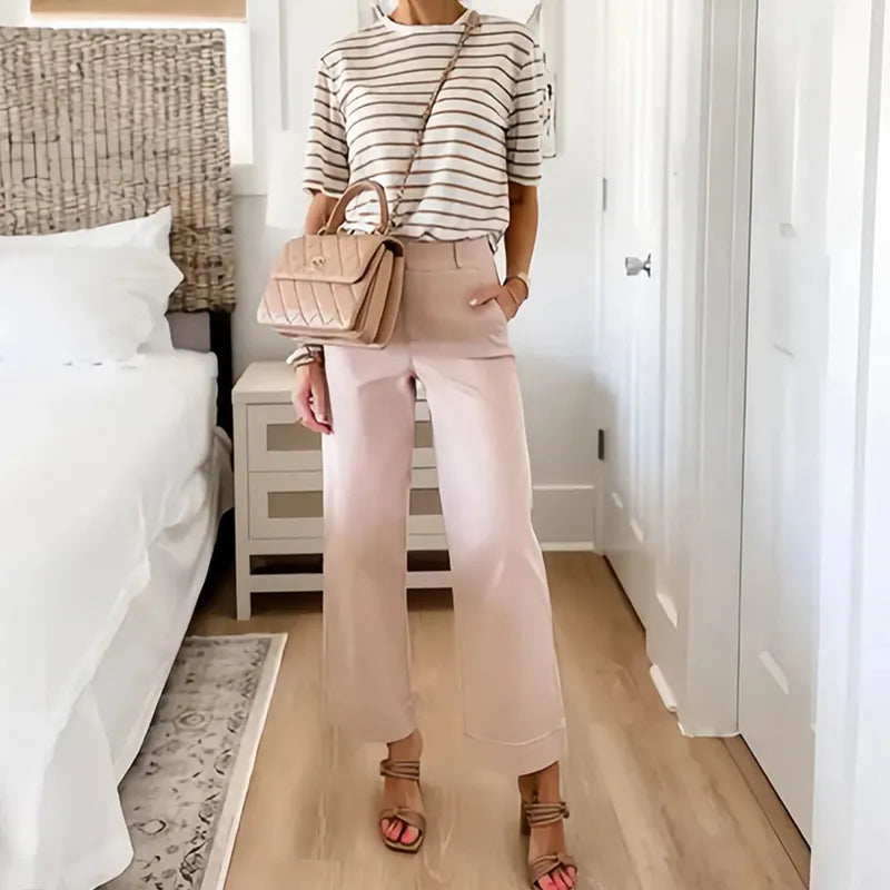 STRETCH TWILL CROPPED WIDE LEG PANT