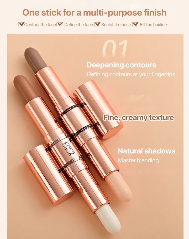 Natural double-end highlight contour stick