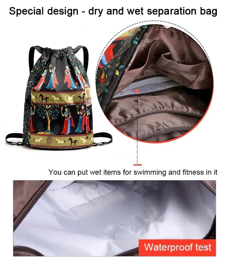 (🔥2024 Hot Sale🔥🎉50% OFF🎉) - 🔥Drawstring Foldable Large Capacity Dry-wet Separation Travel Sports Backpack