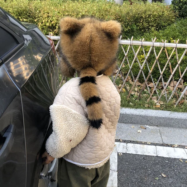 Cute Faux fur Raccoon Tail Parent Child Plush Hat