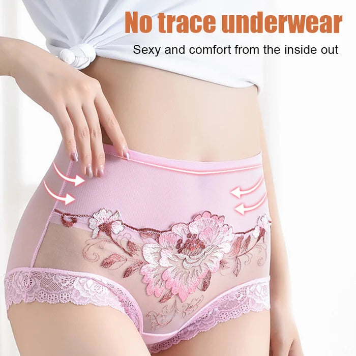 49% OFF🌸High Waist Premium Lace Embroidered Panties