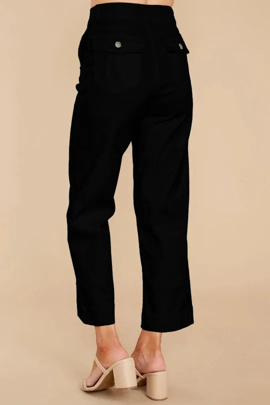 Stretch Twill Cropped Wide Leg Pants