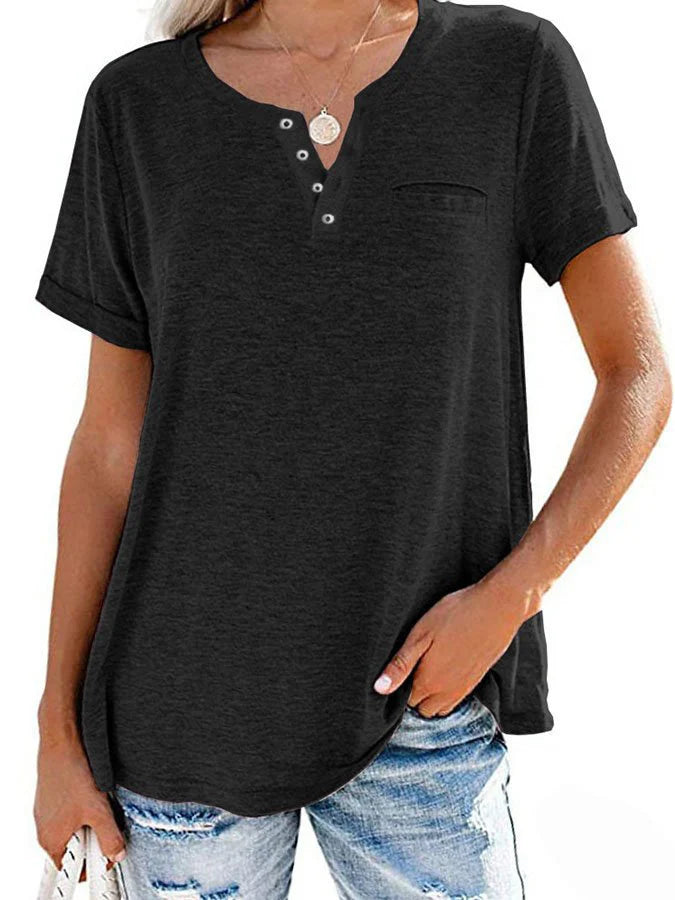 🔥🔥Fashion Solid Color Pocket Short Sleeve T-Shirt (Buy 3 Free Shipping)