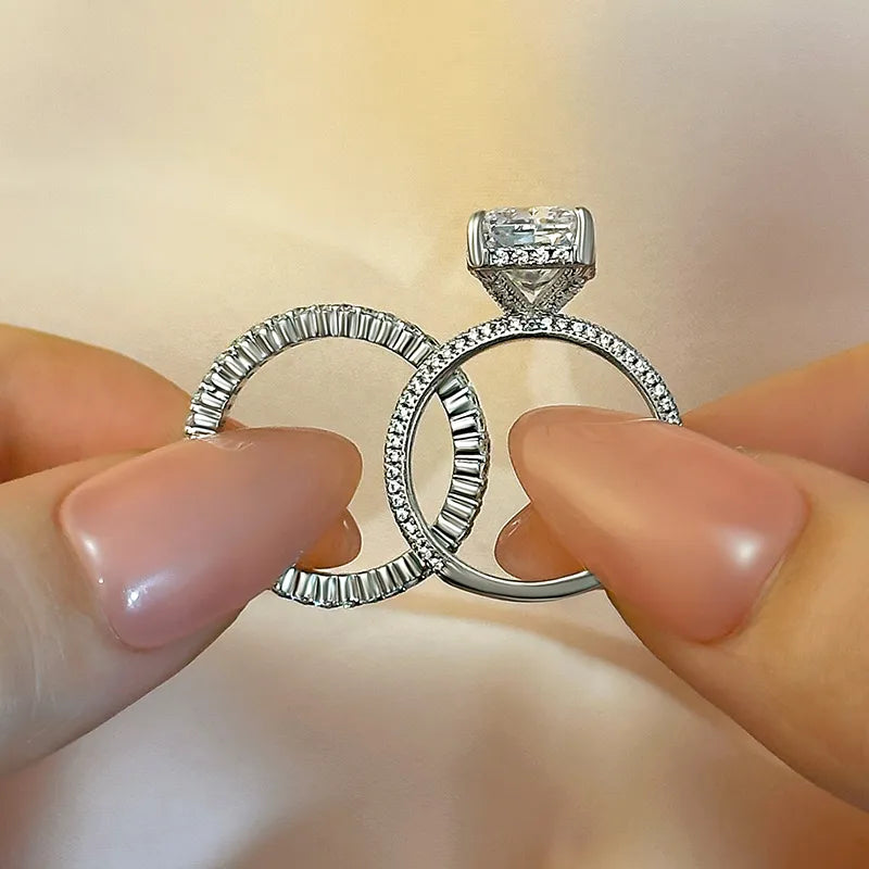 Elongated Radiant Cut Wedding Set (Buy 1 Get 1 Free)