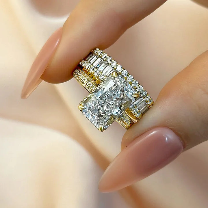 Elongated Radiant Cut Wedding Set (Buy 1 Get 1 Free)