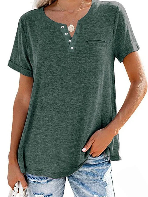 🔥🔥Fashion Solid Color Pocket Short Sleeve T-Shirt (Buy 3 Free Shipping)