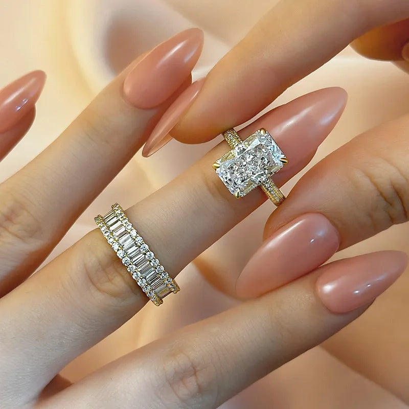 Elongated Radiant Cut Wedding Set (Buy 1 Get 1 Free)