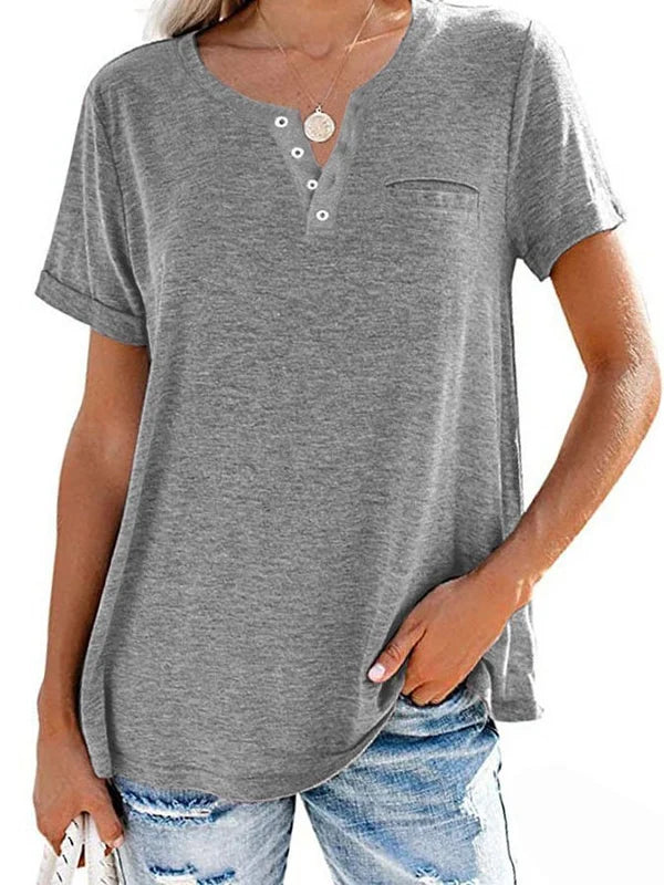 🔥🔥Fashion Solid Color Pocket Short Sleeve T-Shirt (Buy 3 Free Shipping)