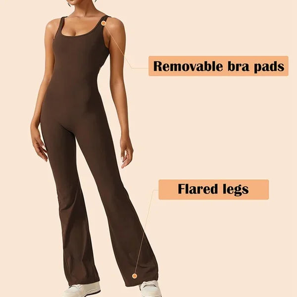 49%OFF🔥2024 Sexy Backless Flare Jumpsuits: Irresistible Sleeveless Style!