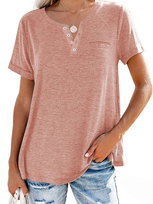 🔥🔥Fashion Solid Color Pocket Short Sleeve T-Shirt (Buy 3 Free Shipping)