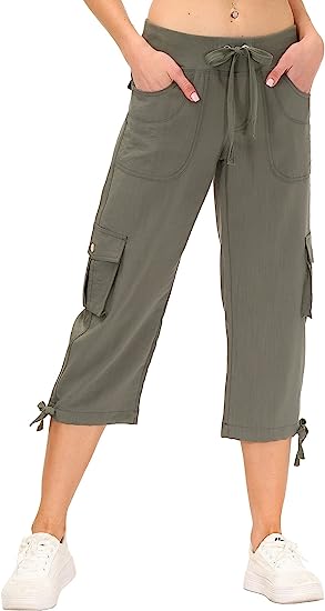 Womens Quick-Drying Outdoor Sports Loose Casual Capri Pants