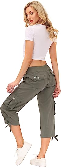 Womens Quick-Drying Outdoor Sports Loose Casual Capri Pants