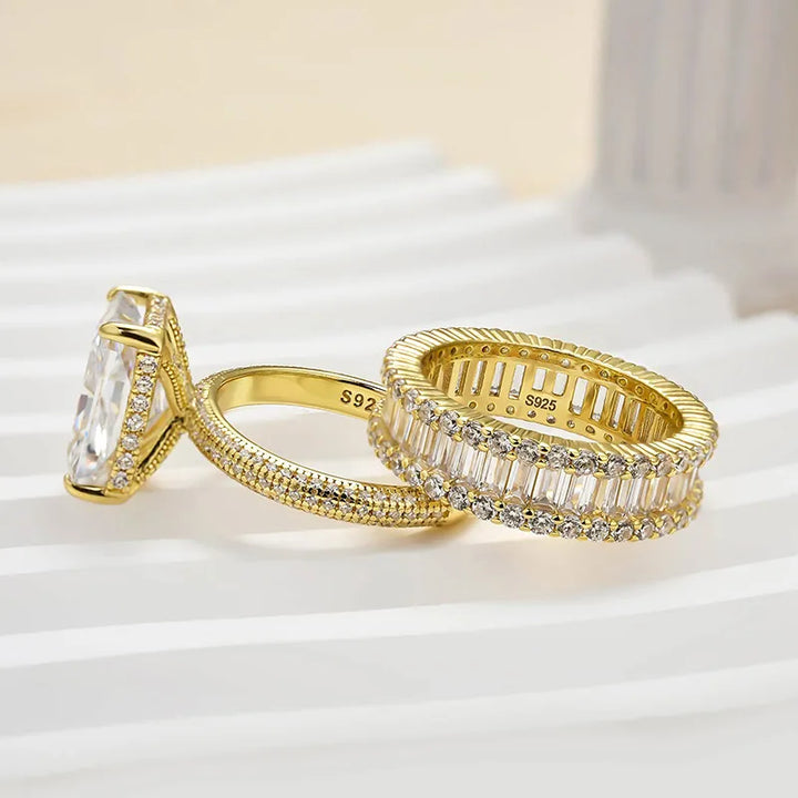 Elongated Radiant Cut Wedding Set (Buy 1 Get 1 Free)