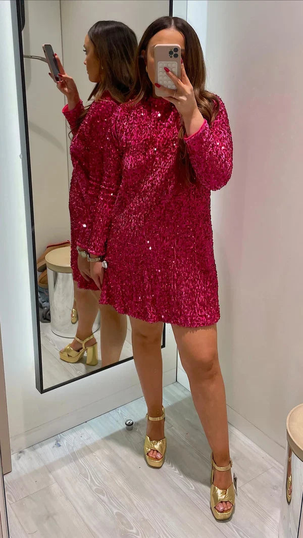 Christmas Sale 🎁🎄-49% OFF-XMAS Sequined Tie Back Midi Dress