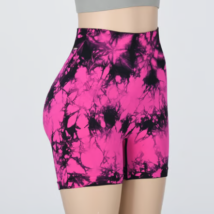 Tie Dye Print High Waist Seamless Gym Shorts