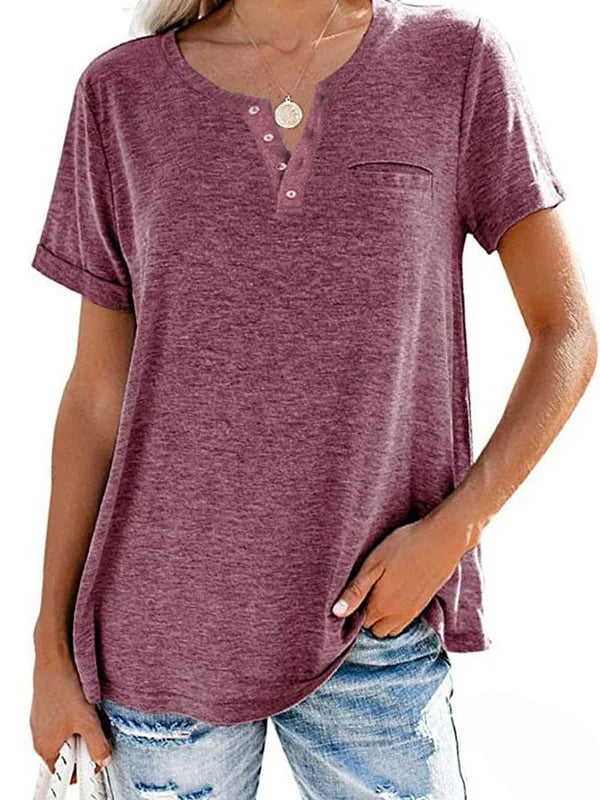 🔥🔥Fashion Solid Color Pocket Short Sleeve T-Shirt (Buy 3 Free Shipping)