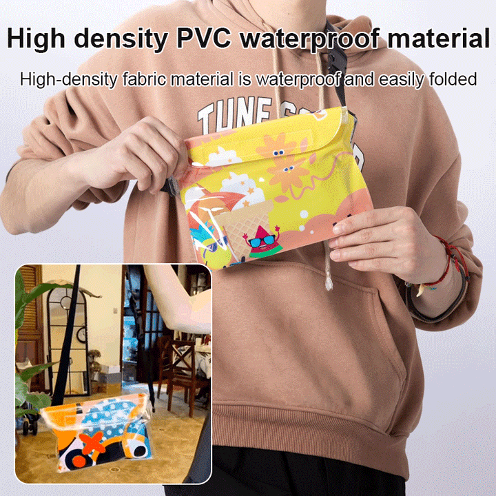 Touch screen tri-fold dive cross-body belt bag