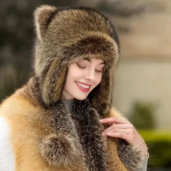 Cute Faux fur Raccoon Tail Parent Child Plush Hat