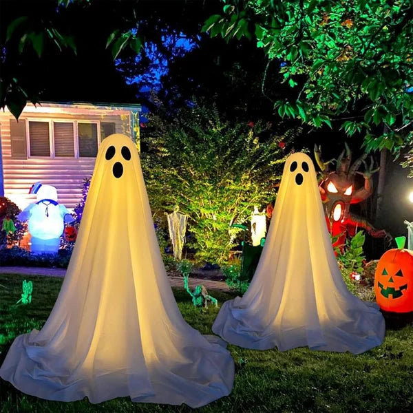 Halloween Decorations Outdoor, 30"-87'' Adjustable Halloween Spooky Decoration with String Lights