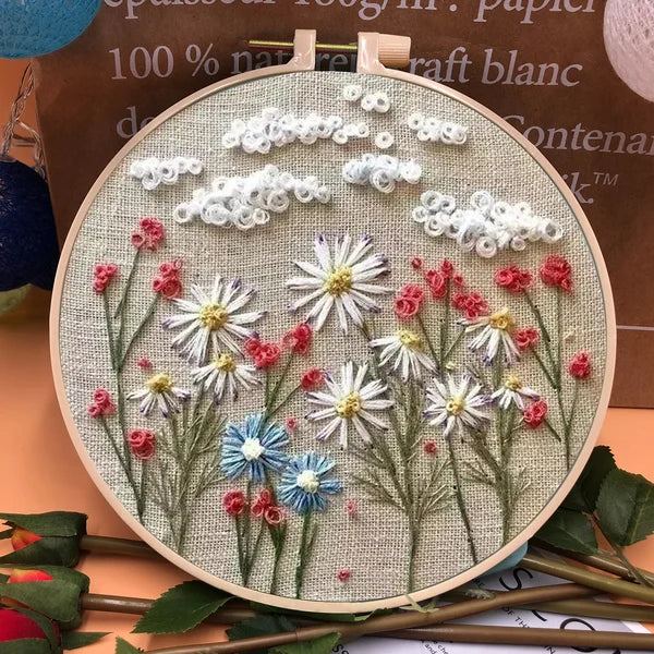 Last Day 49% OFF - Perfect Gift - Embroidery Hoop Flower Kit for Beginner