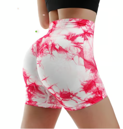 Tie Dye Print High Waist Seamless Gym Shorts