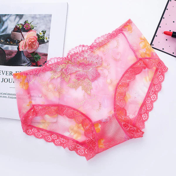 Antibacterial cotton panty with lace embroidery