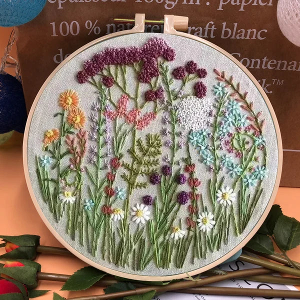 Last Day 49% OFF - Perfect Gift - Embroidery Hoop Flower Kit for Beginner