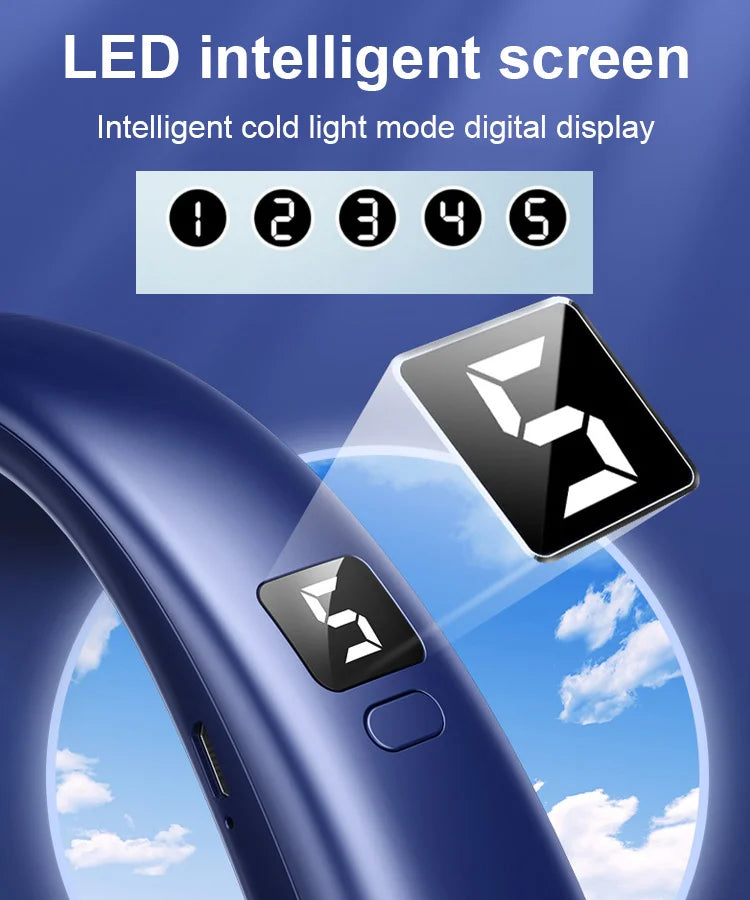 Digital display silent neck fan