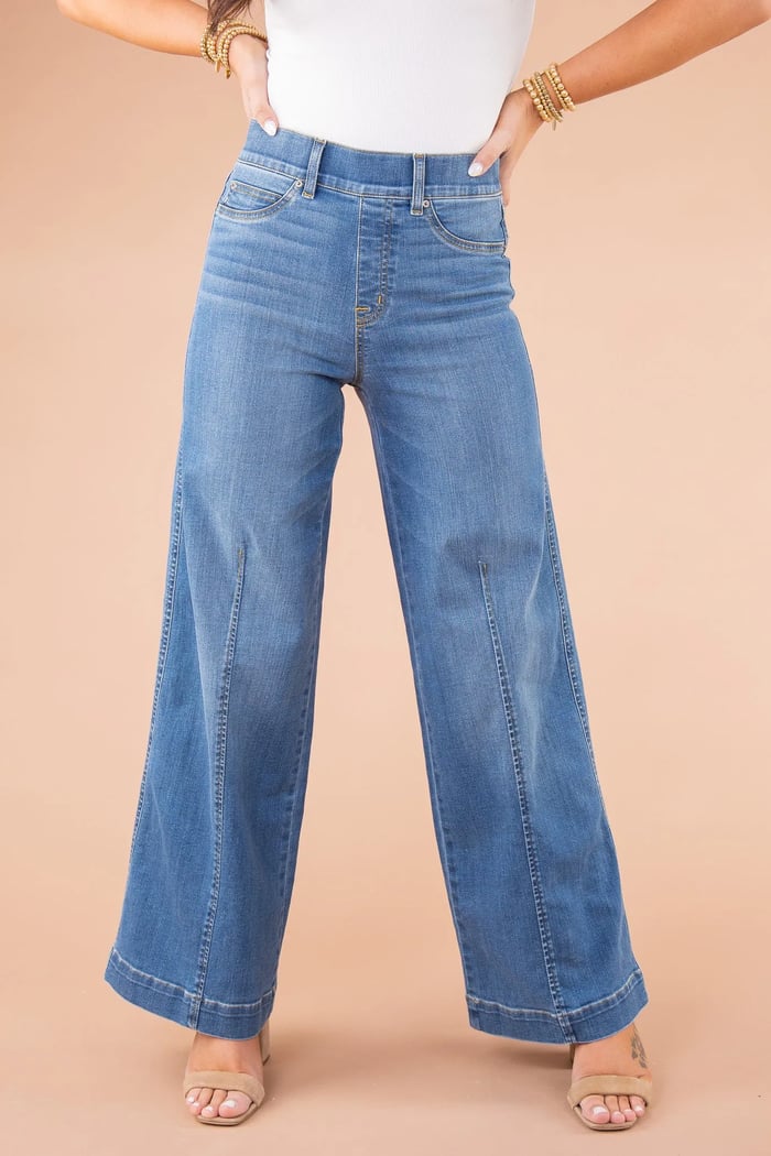 Last Day 70% OFF🔥Seamed Front Wide Leg Jeans