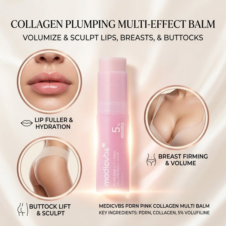 💗 Developed in Korea | Anti-Aging | Moisturizes & Smooths Skin | Plumps Lips, Bust, & Hips | Improves Dark Spots | Firms Skin | Pink Collagen Multi-Effect Plumping Serum Stick