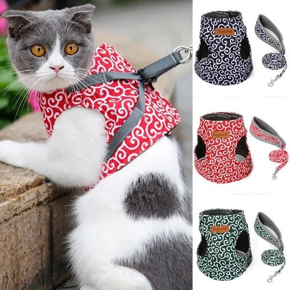 🔥Clearance Sale 48% OFF🔥Cat Dogs Vest Harness and Leash Anti-break Away Chest Strap Cat Clothes