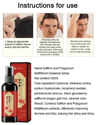 【Grey Hair No Longer Grows】Saffron Essence Spray from White to Black