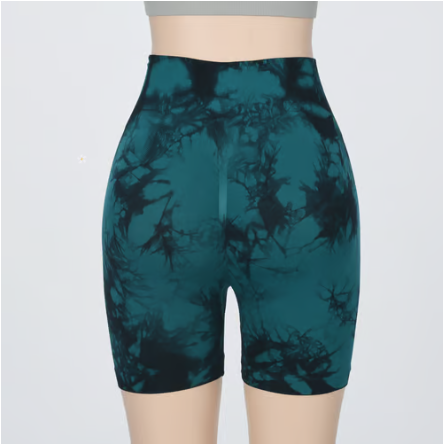 Tie Dye Print High Waist Seamless Gym Shorts