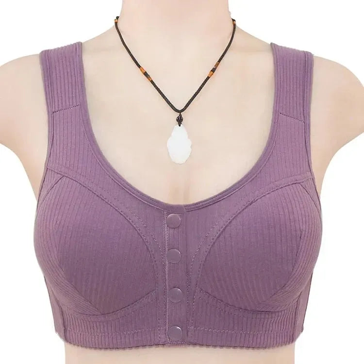 🎉BUY 1 GET 3 (3PACKS) COMFORTABLE FRONT-CLOSURE WIRELESS PLUS SIZE BUTTON BRA