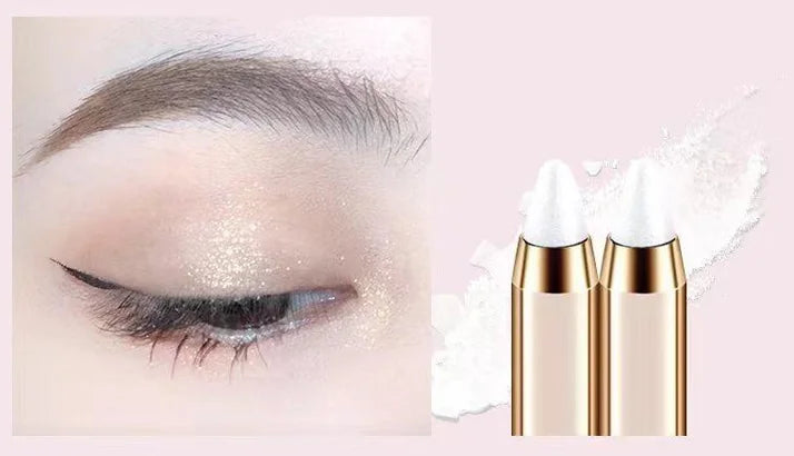 Shimmer eyeshadow and lying silkworm pen