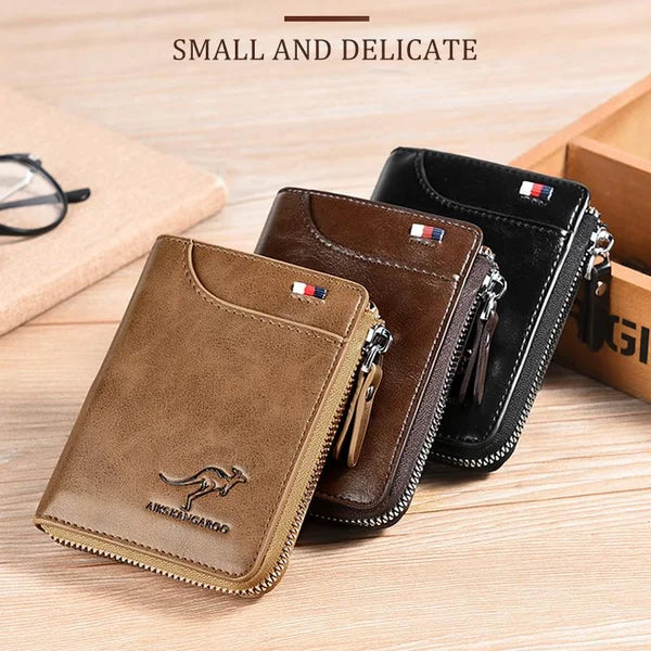 🔥 BIG SALE - 49% OFF 🔥🔥Men Wallet Zipper Genuine Leather Purse ( RFID PROTECTED )