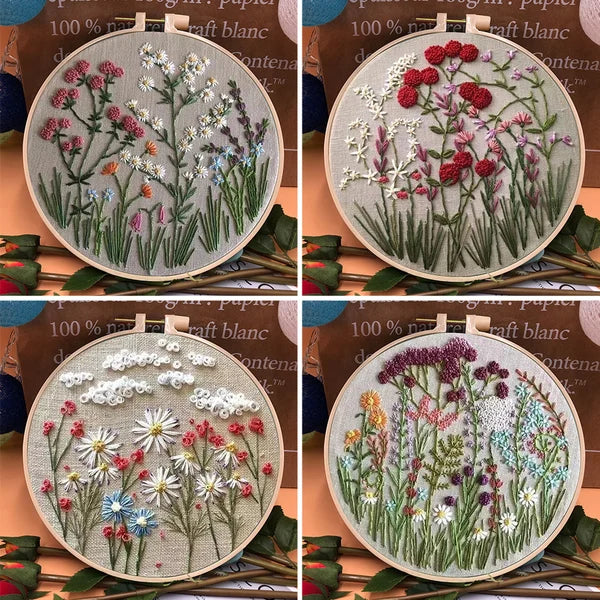 Last Day 49% OFF - Perfect Gift - Embroidery Hoop Flower Kit for Beginner