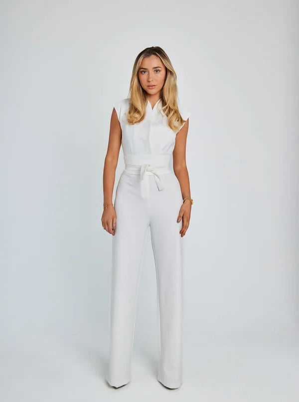 Womens Sleeveless Wide-Leg Jumpsuit